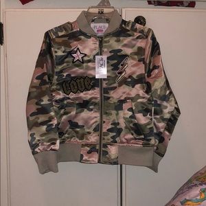 Army camouflage pink and green bomber jacket